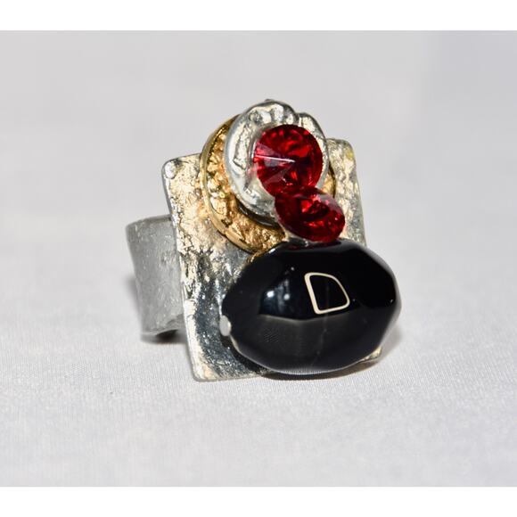 J Jansen Brutalist Gold and Silver Statement Ring Size 7 RARE!!! - Picture 5 of 7